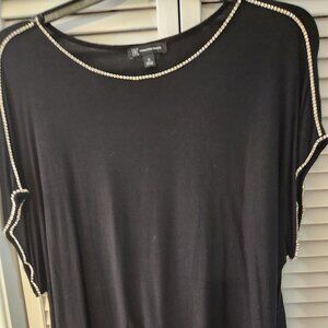 INC 3x Black with rhinestone trim Rayon short sleeve top